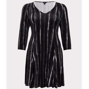 TORRID Black & White Stripe Jersey Trapeze Dress Size 2